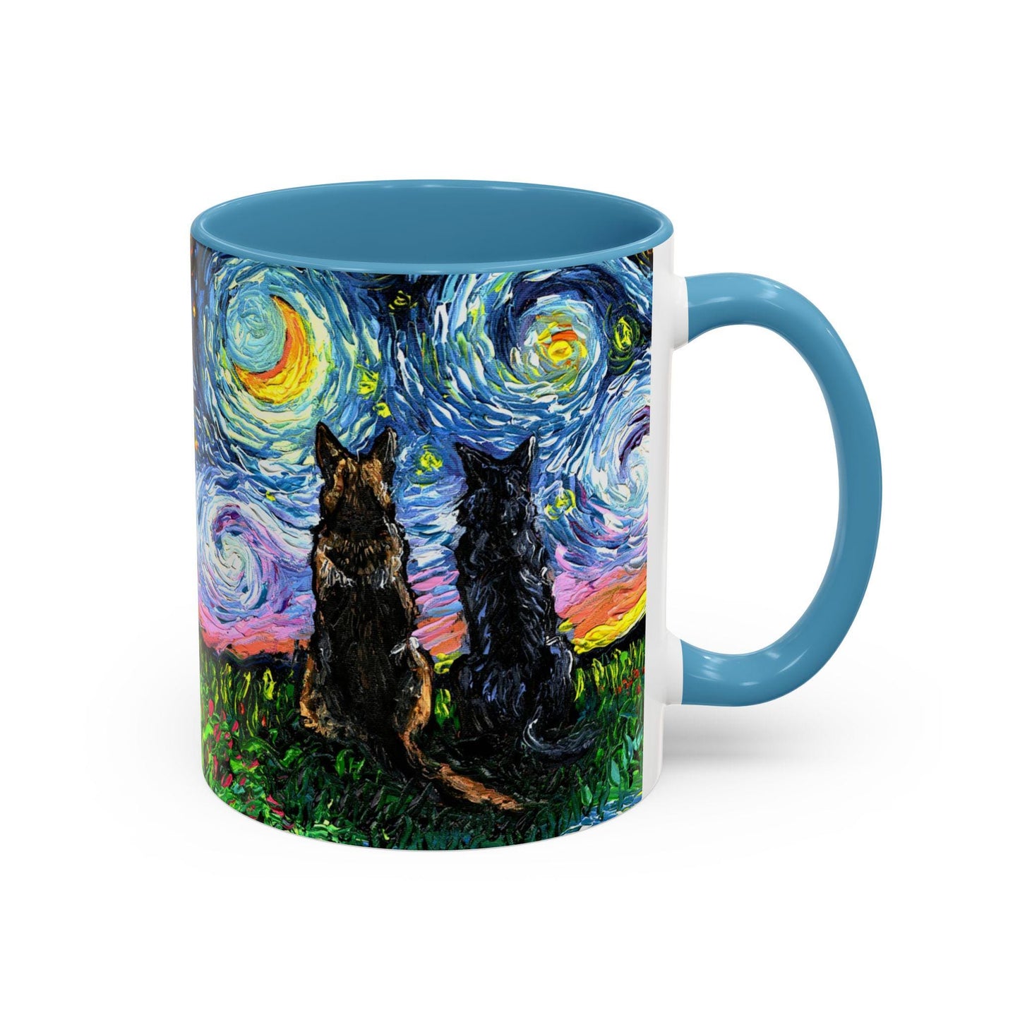 Best Friends Dog Coffee Mug Starry Night Artistic Ceramic Mug, Gift for Dog Lovers, Unique Tea Mug, Pet Lovers Gift Colorful Cocoa Mug