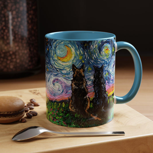 Best Friends Dog Coffee Mug Starry Night Artistic Ceramic Mug, Gift for Dog Lovers, Unique Tea Mug, Pet Lovers Gift Colorful Cocoa Mug