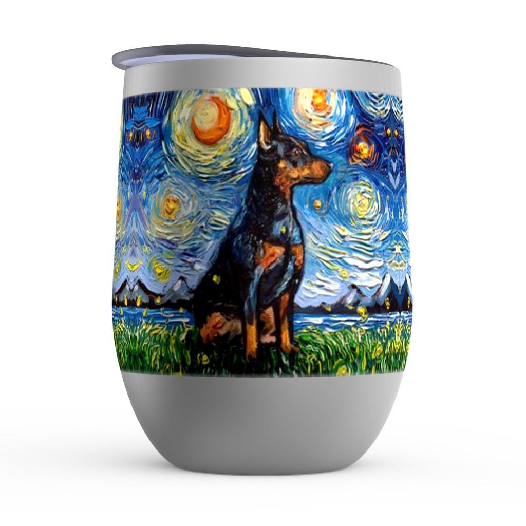 Miniature Pinscher Dog Wine Tumbler Stemless Wine Cup With Lid Unique Pet Barware Wine Glass Dog Lover Gift Idea Min Pin Dog Gift for Mom