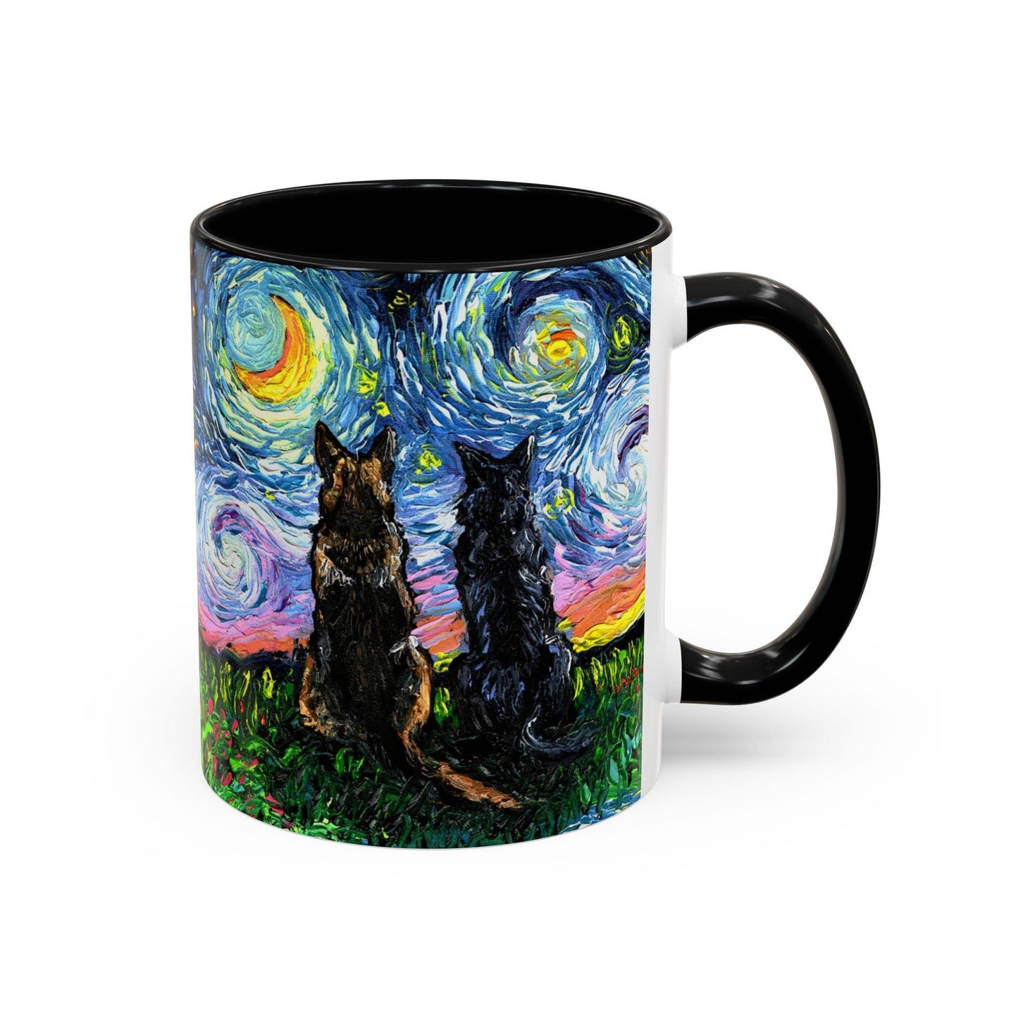Best Friends Dog Coffee Mug Starry Night Artistic Ceramic Mug, Gift for Dog Lovers, Unique Tea Mug, Pet Lovers Gift Colorful Cocoa Mug