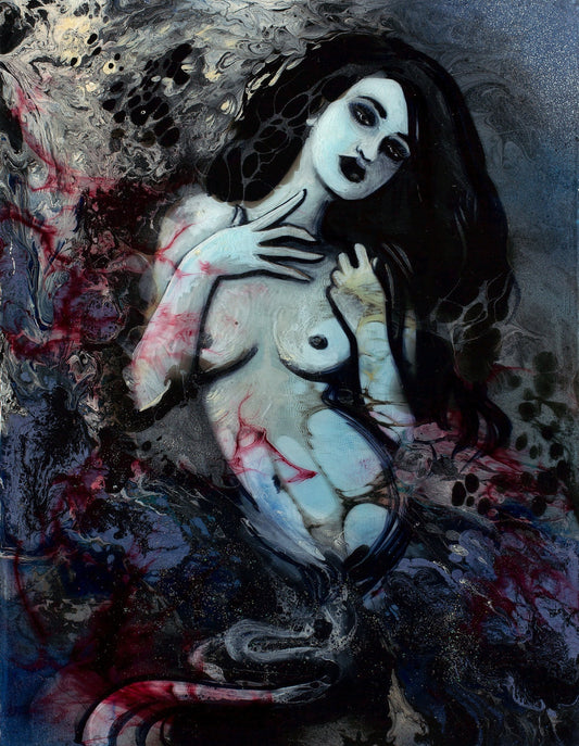 Abstract Nude  Dark Art Contemporary Art print reproduction by Aja 9x12 18x24 choose size From The Darkness