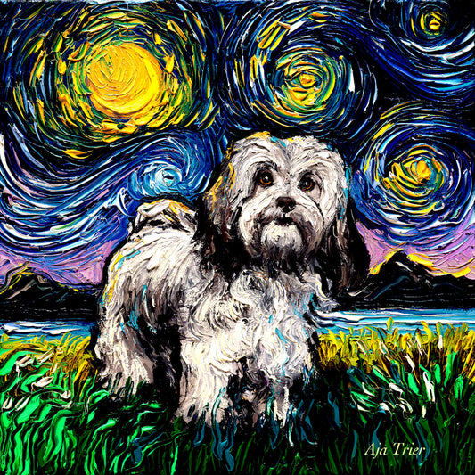 Lhasa Apso Night, 12x12 inches oil on canvas