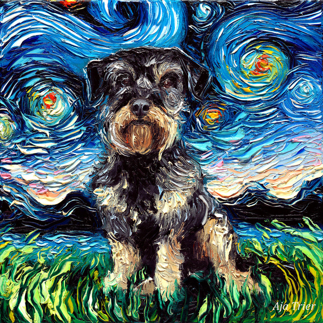 Schnoodle Night, 12x12 inches oil on canvas